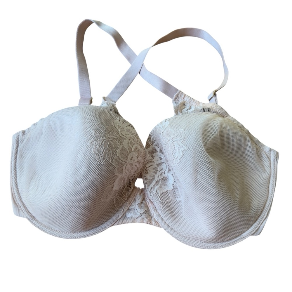 Natori Lace Underwire Bra Beige Nude Floral‎ Mesh Full Coverage 34G